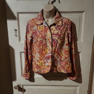 Coldwater Creek Long Sleeve Floral Paisley Blazer PS